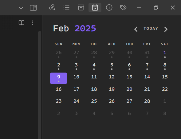 Screenshot of the Calendar plugin