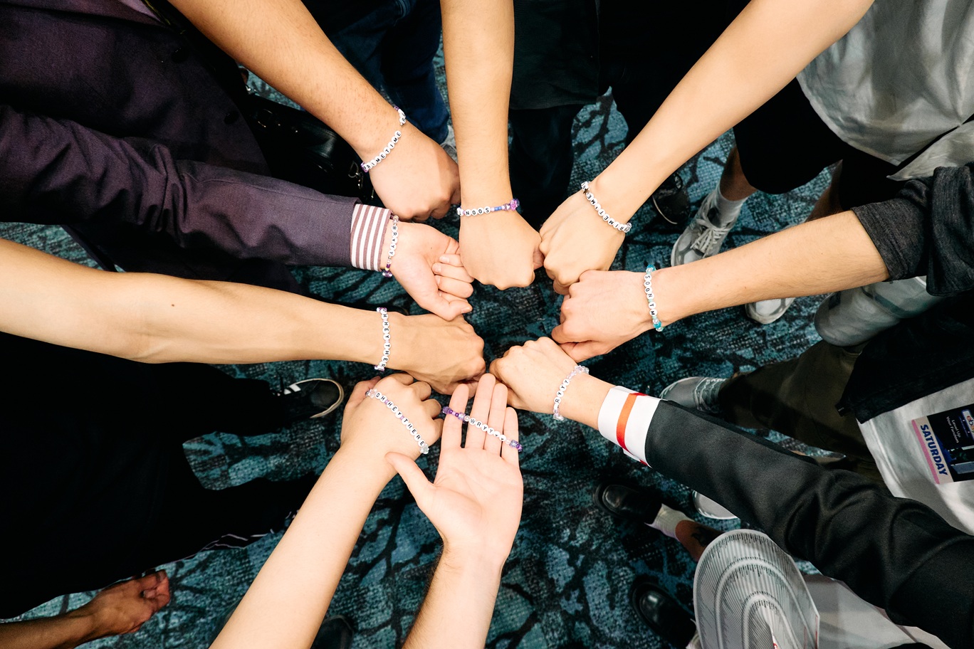 Friends wear matching bracelets?