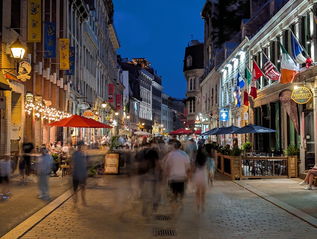 The streets of Old Montreal at night